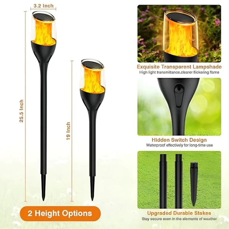 12 LED Flickering Flame Mashaal Solar Lamp 2
