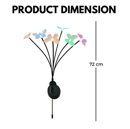 6 LED Multicolour Butterfly Solar Lights 4