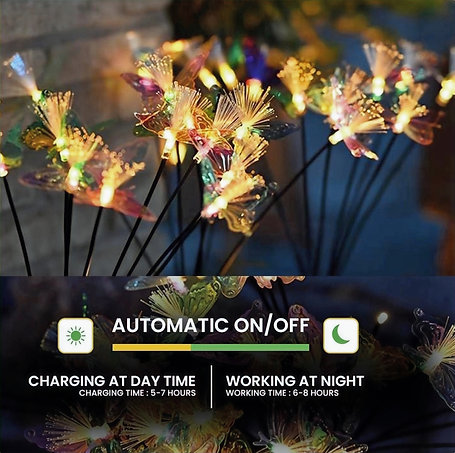 Fibre-optic Butterfly Solar Lights Warm White 3
