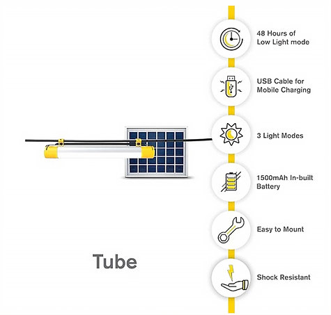 Portable Solar Tube Light With Mobile Phone Charging 2