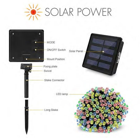 Solar 200 Led Multi Color Fairy String Light SSL-200-MC 6