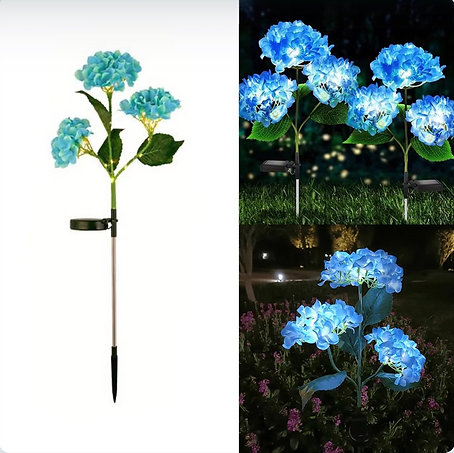 Solar Garden Light - Hydrangea Flowers (Blue) 4